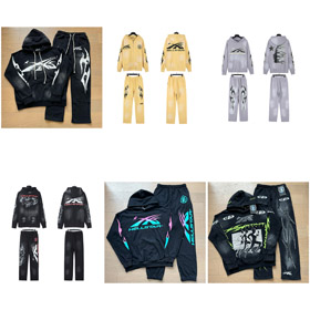Hellstar Hooded Long-Sleeve Sweatshirt and Sweatpants Tracksuit-4553